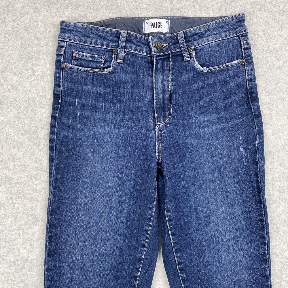 Paige Jeans Womens 27 (28x29) Blue Mid Rise Skinny Distressed Stretch Denim